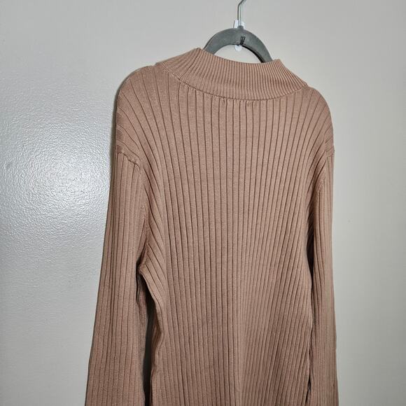 NWT Halogen Mock Neck Ribbed Long Sleeve Sweater Dress XL in Camel - Picture 9 of 13